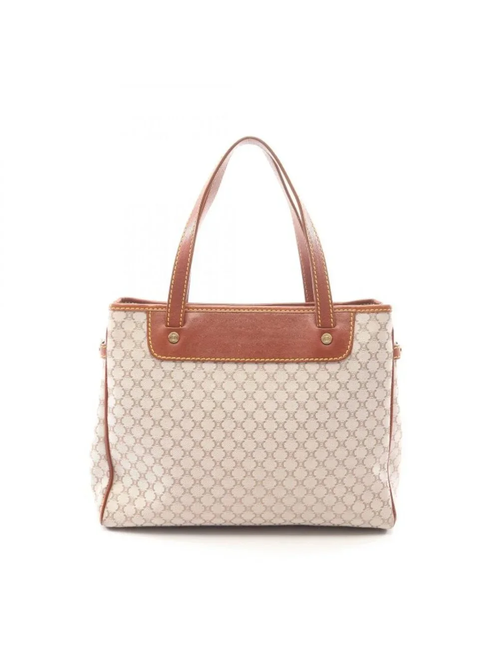 Celine Tote Macadam Beige Brown Canvas Leather